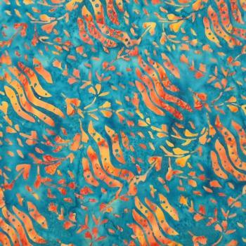 Preview: PETROL ORANGE - Madrid - Batikstoff aus Indonesien